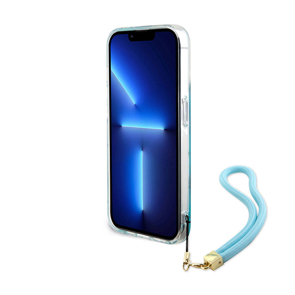 Apple iPhone 15 Pro Uyumlu Kılıf Guess Orjinal Lisanslı Desenli Yazı Logolu Askı İpli Holografik Glitter Peony Kapak - 20