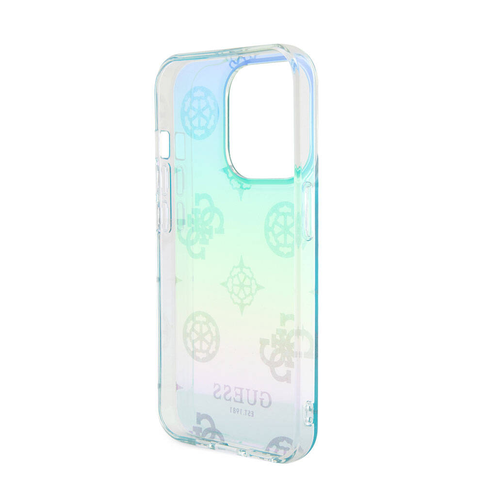 Apple iPhone 15 Pro Uyumlu Kılıf Guess Orjinal Lisanslı Desenli Yazı Logolu Askı İpli Holografik Glitter Peony Kapak - 22