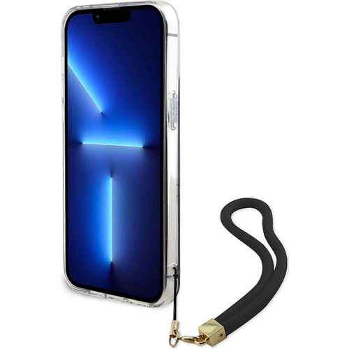 Apple iPhone 15 Pro Uyumlu Kılıf Guess Orjinal Lisanslı Desenli Yazı Logolu Askı İpli Holografik Glitter Peony Kapak