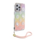Apple iPhone 15 Pro Max Uyumlu Kılıf Guess Orjinal Lisanslı Desenli Yazı Logolu Askı İpli Holografik Glitter Peony Kapak - 7