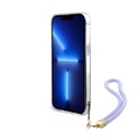 Apple iPhone 15 Pro Max Uyumlu Kılıf Guess Orjinal Lisanslı Desenli Yazı Logolu Askı İpli Holografik Glitter Peony Kapak - 14
