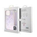 Apple iPhone 15 Pro Max Uyumlu Kılıf Guess Orjinal Lisanslı Desenli Yazı Logolu Askı İpli Holografik Glitter Peony Kapak - 17