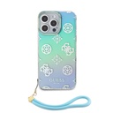Apple iPhone 15 Pro Max Uyumlu Kılıf Guess Orjinal Lisanslı Desenli Yazı Logolu Askı İpli Holografik Glitter Peony Kapak - 18