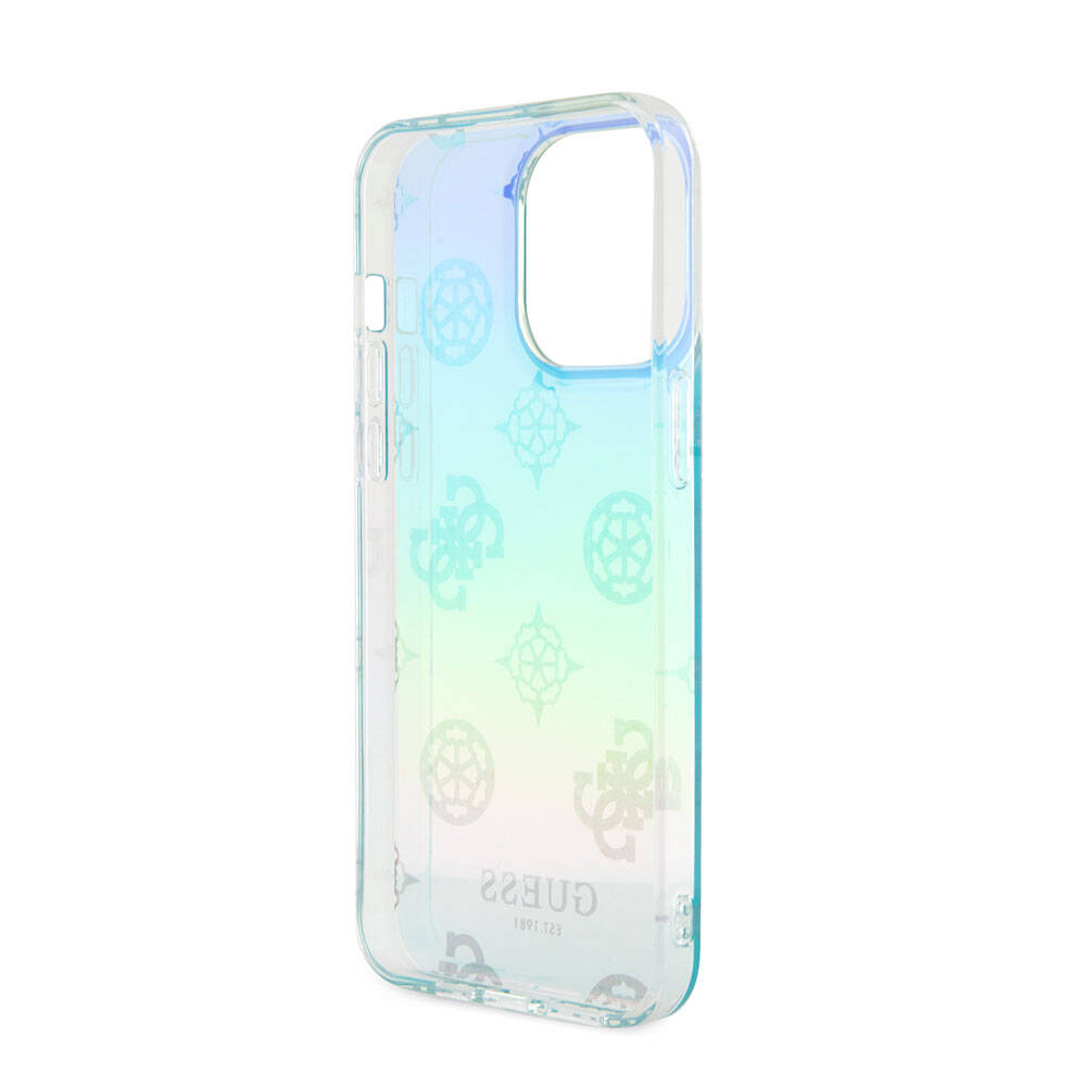 Apple iPhone 15 Pro Max Uyumlu Kılıf Guess Orjinal Lisanslı Desenli Yazı Logolu Askı İpli Holografik Glitter Peony Kapak - 22