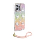 Apple iPhone 15 Pro Max Uyumlu Kılıf Guess Orjinal Lisanslı Desenli Yazı Logolu Askı İpli Holografik Glitter Peony Kapak