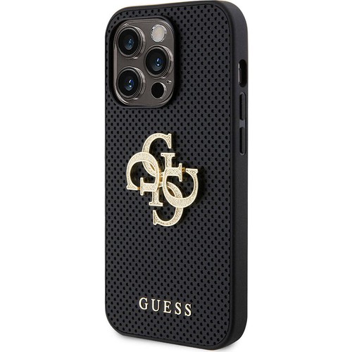Apple iPhone 14 Pro Max Uyumlu Kılıf Guess Orjinal Lisanslı Delikli Yazı ve 4G Glitter Büyük Metal Logolu Kapak