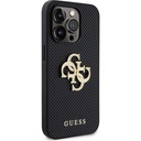 Apple iPhone 14 Pro Max Uyumlu Kılıf Guess Orjinal Lisanslı Delikli Yazı ve 4G Glitter Büyük Metal Logolu Kapak