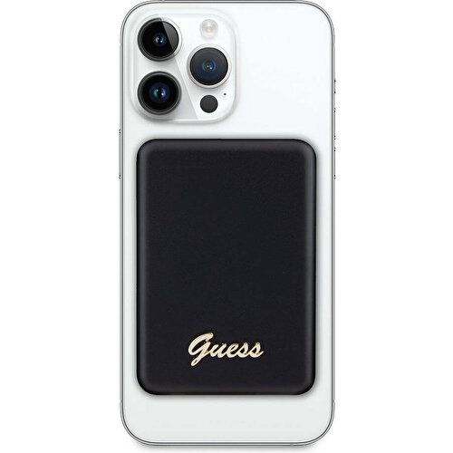Guess Orjinal Lisanslı Magsafe Şarj Özellikli Metal Yazı Logolu Powerbank 3000mAh 5W