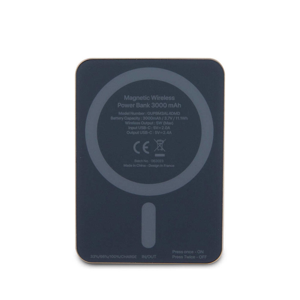 Guess Orjinal Lisanslı Magsafe Şarj Özellikli Metal Yazı Logolu Powerbank 3000mAh 5W