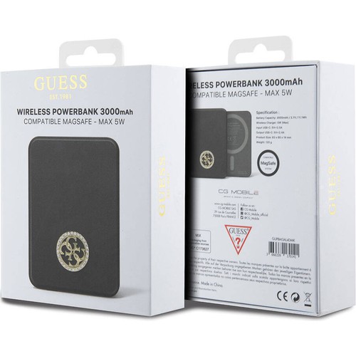 Guess Orjinal Lisanslı Magsafe Şarj Özellikli Taşlı 4G Logolu Powerbank 3000mAh 5W