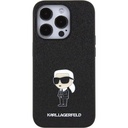 Apple iPhone 15 Pro Max Uyumlu Kılıf Karl Lagerfeld İkonik Fixed Glitter Metal Logo Orjinal Lisanslı Kapak