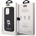 Apple iPhone 15 Pro Max Uyumlu Kılıf Karl Lagerfeld İkonik Fixed Glitter Metal Logo Orjinal Lisanslı Kapak