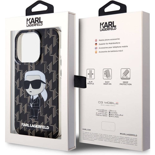 Apple iPhone 15 Pro Uyumlu Kılıf Karl Lagerfeld IML İkonik Monogram Orjinal Lisanslı Kapak