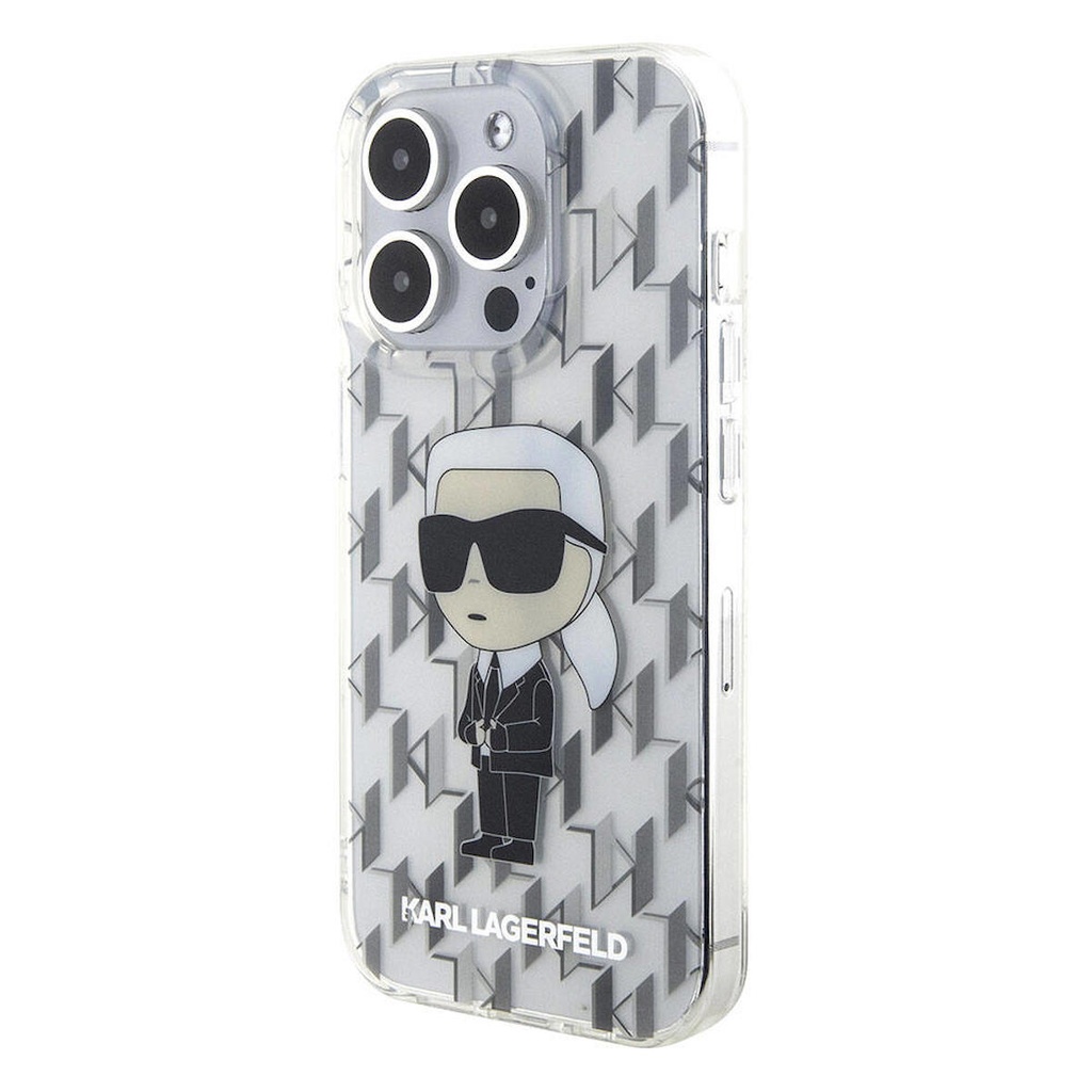 Apple iPhone 15 Pro Uyumlu Kılıf Karl Lagerfeld IML İkonik Monogram Orjinal Lisanslı Kapak