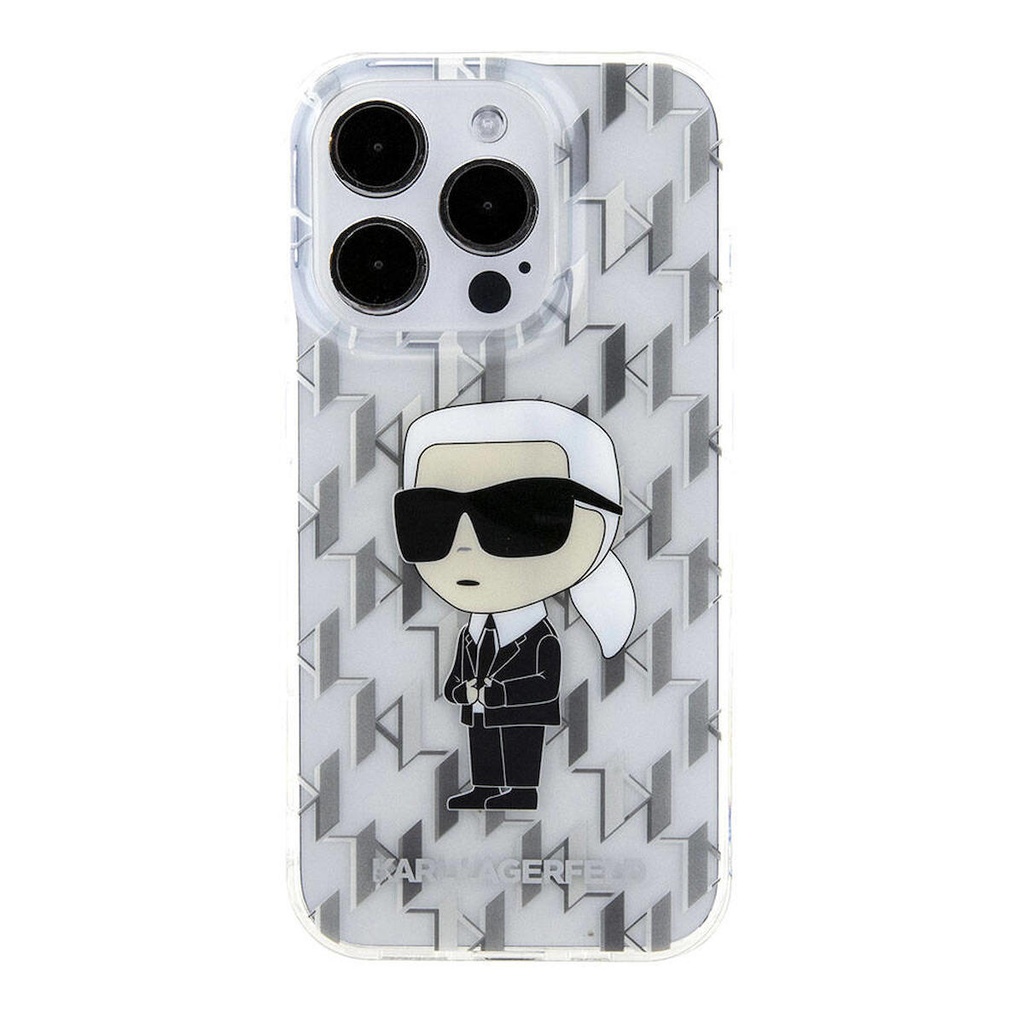 Apple iPhone 15 Pro Uyumlu Kılıf Karl Lagerfeld IML İkonik Monogram Orjinal Lisanslı Kapak