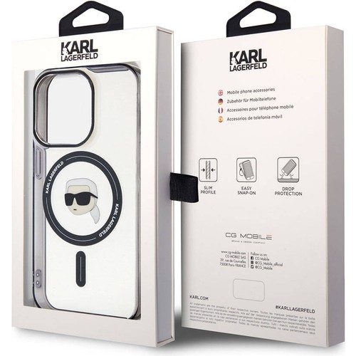 Apple iPhone 15 Pro Uyumlu Kılıf Karl Lagerfeld Magsafe Şarj Özellikli IML Karl Orjinal Lisanslı Kapak