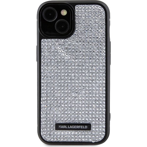 Apple iPhone 15 Plus Uyumlu Kılıf Karl Lagerfeld Taşlı Metal Logo Orjinal Lisanslı Kapak