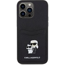 Apple iPhone 15 Pro Max Uyumlu Kılıf Karl Lagerfeld Kartlıklı Metal Logo Orjinal Lisanslı Kapak