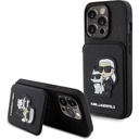 Apple iPhone 15 Pro Max Uyumlu Kılıf Karl Lagerfeld Standlı Kartlıklı Saffiano K&C Metal Logo Orjinal Lisanslı Kapak