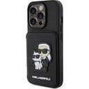 Apple iPhone 15 Pro Max Uyumlu Kılıf Karl Lagerfeld Standlı Kartlıklı Saffiano K&C Metal Logo Orjinal Lisanslı Kapak