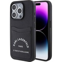 Apple iPhone 15 Pro Uyumlu Kılıf Karl Lagerfeld Kartlıklı Saffiano 3D RSG Logo Orjinal Lisanslı Kapak