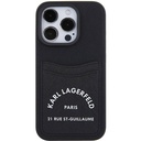 Apple iPhone 15 Pro Max Uyumlu Kılıf Karl Lagerfeld Kartlıklı Saffiano 3D RSG Logo Orjinal Lisanslı Kapak