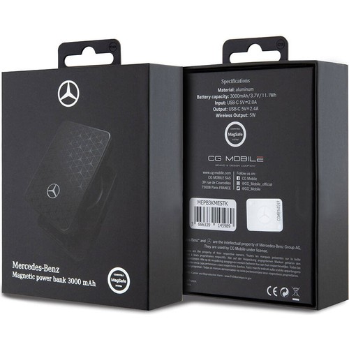 Mercedes Benz Led Işıklı Göstergeli Magsafe Magnetik Orjinal Lisanslı Powerbank 3000 Mah