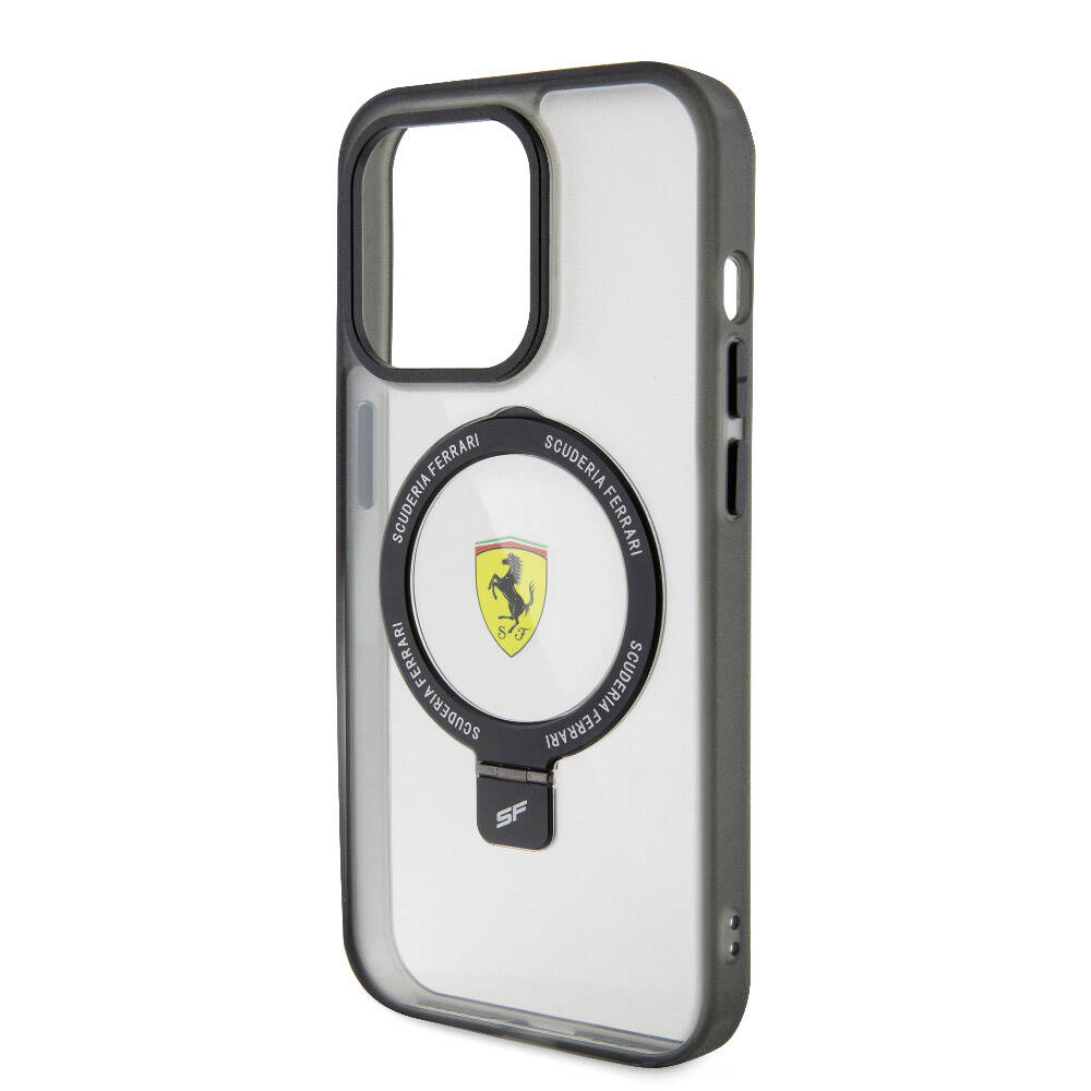 Apple iPhone 15 Pro Uyumlu Kılıf Ferrari Magsafe Şarj Özellikli Standlı Buzlu Yüzey Dizayn Kapak - 23