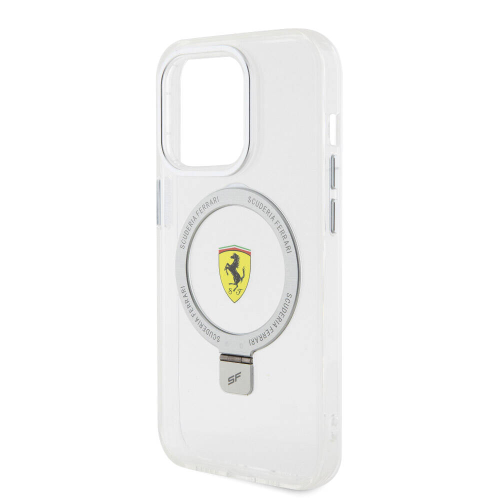 Apple iPhone 15 Pro Uyumlu Kılıf Ferrari Magsafe Şarj Özellikli Standlı Buzlu Yüzey Dizayn Kapak - 24