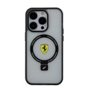 Apple iPhone 15 Pro Uyumlu Kılıf Ferrari Magsafe Şarj Özellikli Standlı Buzlu Yüzey Dizayn Kapak