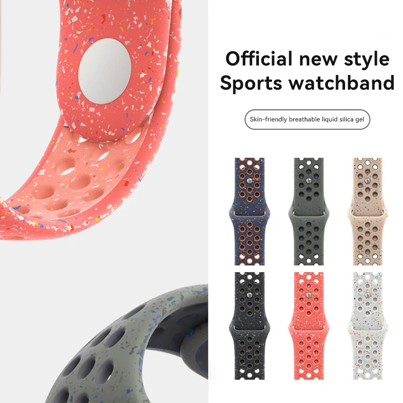 Apple Watch 42mm Uyumlu Kordon Silikon Esnek Yumuşak Delikli Spor KRD-02 Kayış