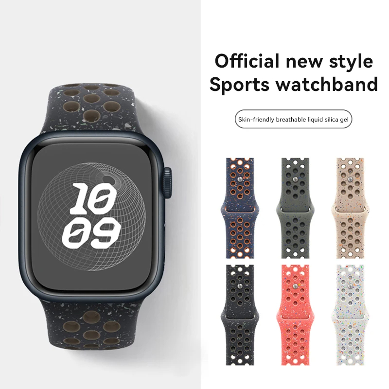 Apple Watch 42mm Uyumlu Kordon Silikon Esnek Yumuşak Delikli Spor KRD-02 Kayış