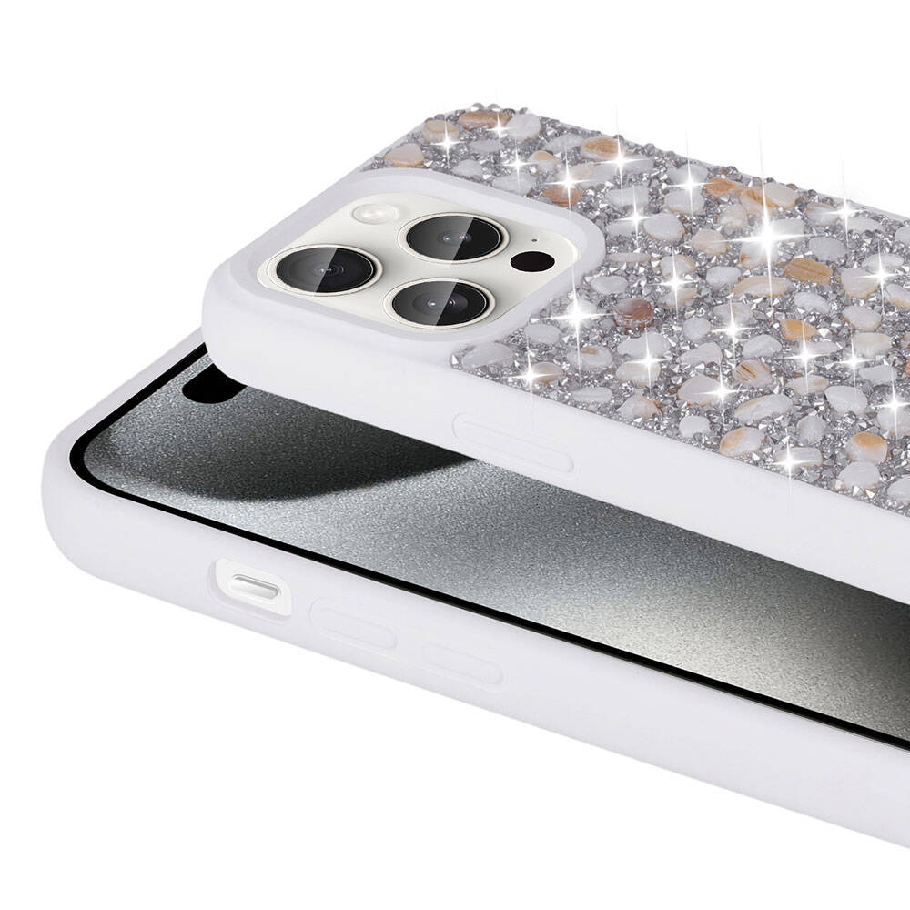 Apple iPhone 15 Pro Uyumlu Kılıf Parlak Taşlı Tasarım Zore Linea Kapak - 2