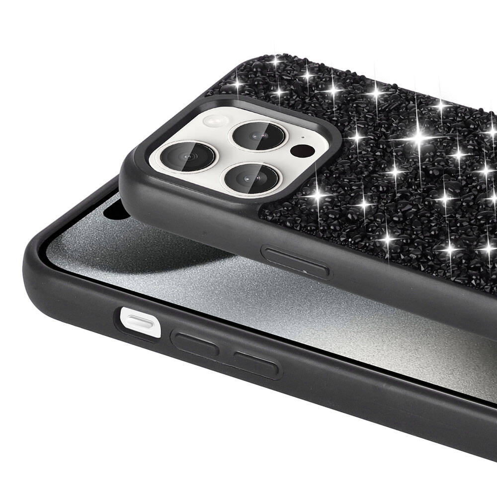 Apple iPhone 15 Pro Uyumlu Kılıf Parlak Taşlı Tasarım Zore Linea Kapak - 6