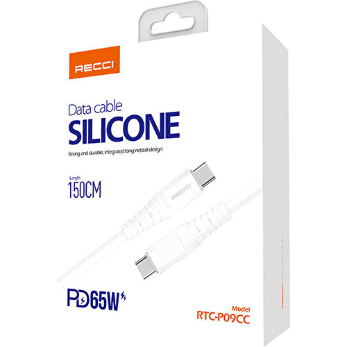Recci RTC-P09CC Silicone Serisi 65W Hızlı Şarj Özellikli Type-C To Type-C PD Kablo 1.5M
