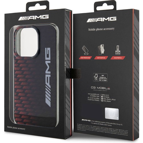 Apple iPhone 15 Pro Max Uyumlu Kılıf AMG Orjinal Lisanslı Çift Katmanlı Büyük Logolu Dörtgen Şerit Desenli Kapak
