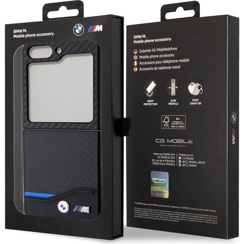 Samsung Galaxy Z Flip 5 Uyumlu Kılıf BMW Orjinal Lisanslı M Logolu PU Karbon Kapak