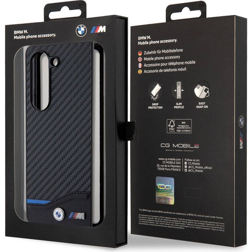 Samsung Galaxy Z Fold 5 Uyumlu Kılıf BMW Orjinal Lisanslı M Logolu PU Karbon Kapak