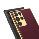 Samsung Galaxy S23 Ultra Uyumlu Kılıf Deri Görünümlü Kenarları Elektroplating Kaplama Zore Fizyon Kapak - 6