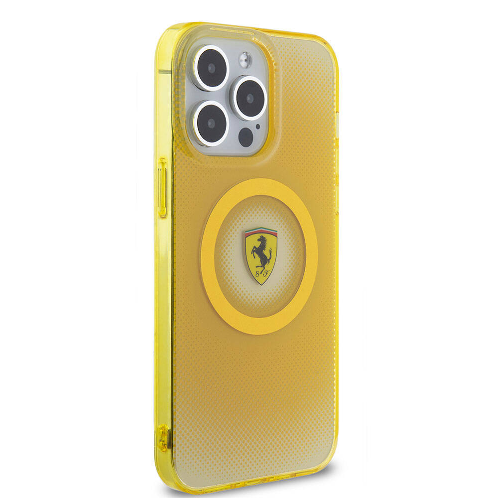 Apple iPhone 15 Pro Max Uyumlu Kılıf Ferrari Orjinal Lisanslı Magsafe Şarj Özellikli Parçalanan Noktalar Desenli Kapak - 3