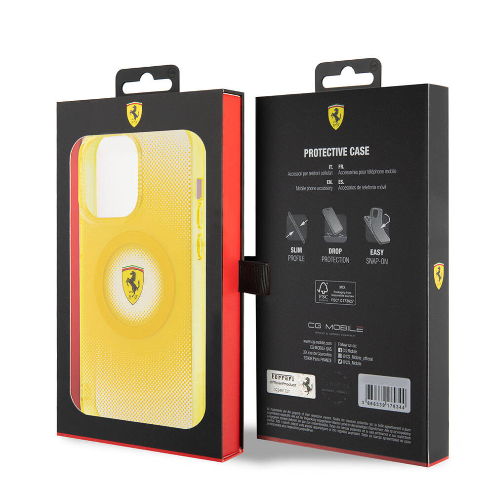 Apple iPhone 15 Pro Max Uyumlu Kılıf Ferrari Orjinal Lisanslı Magsafe Şarj Özellikli Parçalanan Noktalar Desenli Kapak - 7