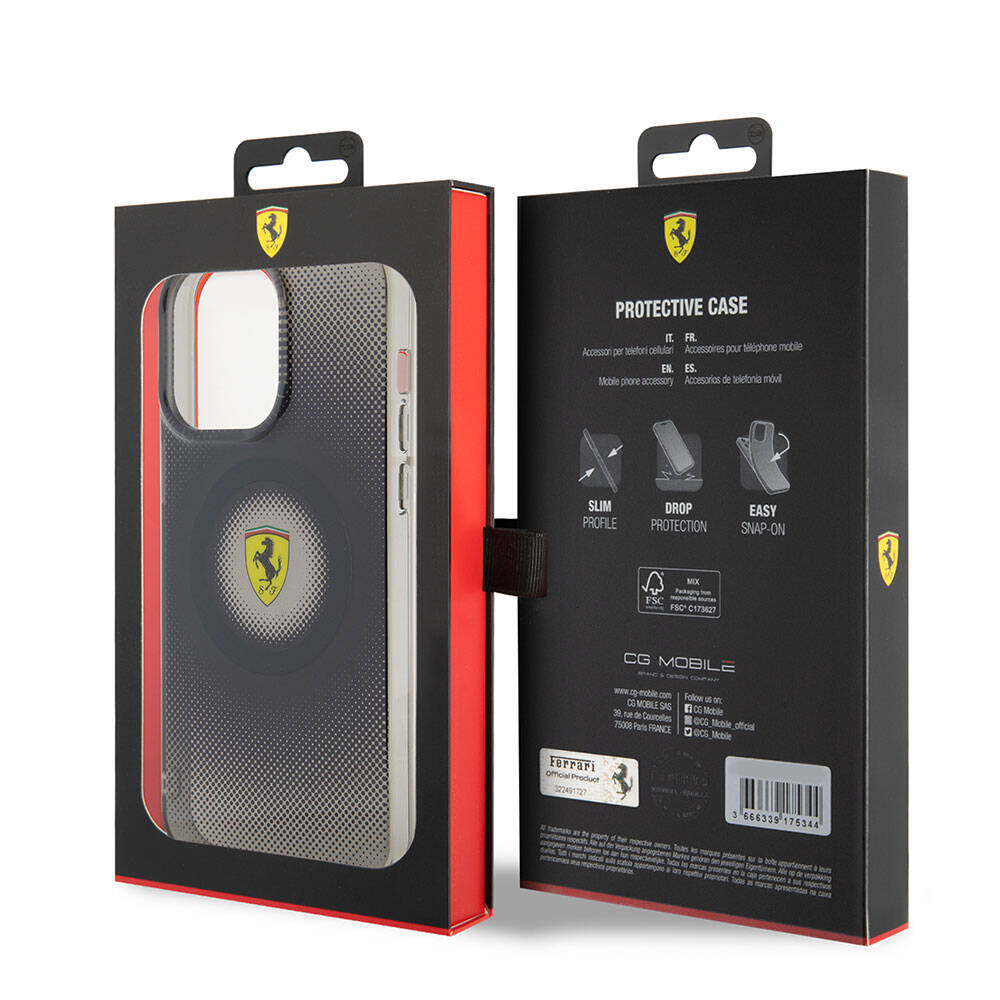 Apple iPhone 15 Pro Max Uyumlu Kılıf Ferrari Orjinal Lisanslı Magsafe Şarj Özellikli Parçalanan Noktalar Desenli Kapak - 14