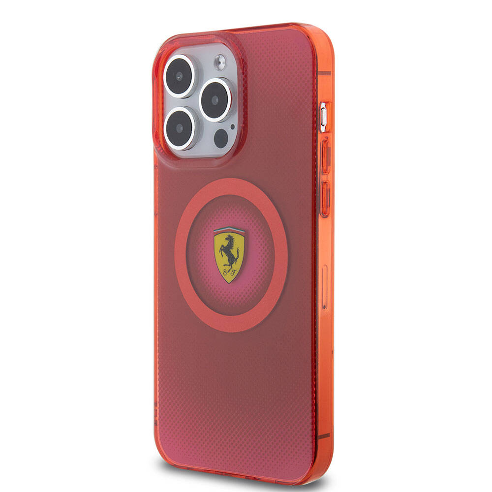 Apple iPhone 15 Pro Max Uyumlu Kılıf Ferrari Orjinal Lisanslı Magsafe Şarj Özellikli Parçalanan Noktalar Desenli Kapak - 15