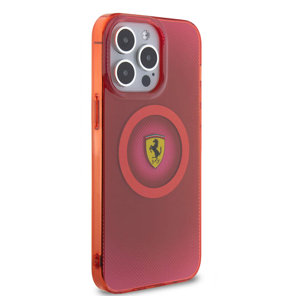 Apple iPhone 15 Pro Max Uyumlu Kılıf Ferrari Orjinal Lisanslı Magsafe Şarj Özellikli Parçalanan Noktalar Desenli Kapak - 17