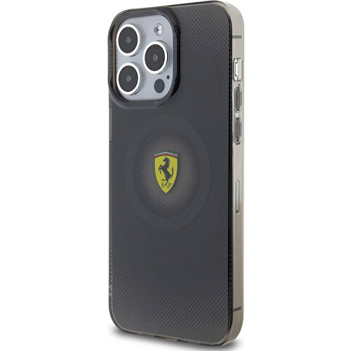 Apple iPhone 15 Pro Max Uyumlu Kılıf Ferrari Orjinal Lisanslı Magsafe Şarj Özellikli Parçalanan Noktalar Desenli Kapak