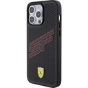 Apple iPhone 15 Pro Uyumlu Kılıf Ferrari Orjinal Lisanslı PU Delikli Arka Yüzey Metal Logolu Dikişli Büyük SF Yazılı Kapak