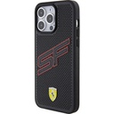 Apple iPhone 15 Pro Max Uyumlu Kılıf Ferrari Orjinal Lisanslı PU Delikli Arka Yüzey Metal Logolu Dikişli Büyük SF Yazılı Kapak