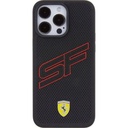 Apple iPhone 15 Pro Max Uyumlu Kılıf Ferrari Orjinal Lisanslı PU Delikli Arka Yüzey Metal Logolu Dikişli Büyük SF Yazılı Kapak