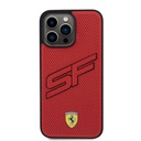 Apple iPhone 15 Pro Max Uyumlu Kılıf Ferrari Orjinal Lisanslı PU Delikli Arka Yüzey Metal Logolu Dikişli Büyük SF Yazılı Kapak