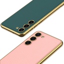 Samsung Galaxy S23 Uyumlu Kılıf Deri Görünümlü Kenarları Elektroplating Kaplama Zore Fizyon Kapak - 3
